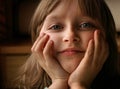 Little girl proping up her head Royalty Free Stock Photo