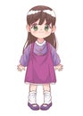 little girl with purple clothes