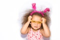 Little Girl Putting Orange Sunglasses