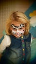 Little girl rabbit face painted for Easter party Royalty Free Stock Photo