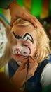 Little girl rabbit face painting for Easter party Royalty Free Stock Photo