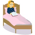 Little girl read book in bed Royalty Free Stock Photo