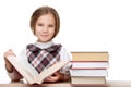 Little girl reading big book Royalty Free Stock Photo