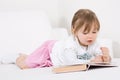 Little girl reading book Royalty Free Stock Photo