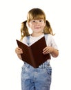 Little girl reading book isolated Royalty Free Stock Photo