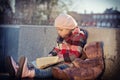 Little girl reads the book Royalty Free Stock Photo