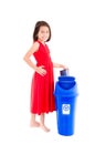 Little Girl with Recycling Bin Royalty Free Stock Photo