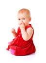 Little girl in red dress Royalty Free Stock Photo