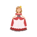 Little Girl In Red Dress Dressed As Fairy Tale Princess Royalty Free Stock Photo