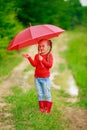 Little girl with red umbrella Royalty Free Stock Photo