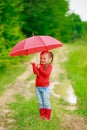 Little girl with red umbrella Royalty Free Stock Photo