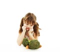 Little Girl Refusing Vegetables Royalty Free Stock Photo