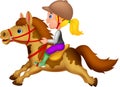 Little girl riding a pony horse