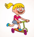 Little girl riding scooter Royalty Free Stock Photo