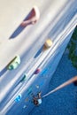 Little girl in rock climbing gym Royalty Free Stock Photo