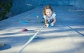 Little girl in rock climbing gym Royalty Free Stock Photo
