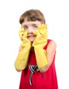 Little Girl in Rubber Gloves