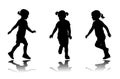 Little girl running silhouettes