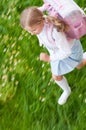 Little girl rushing to school Royalty Free Stock Photo
