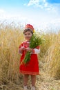 Little girl in the Russian national sundress Royalty Free Stock Photo