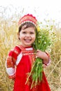 Little girl in the Russian national sundress Royalty Free Stock Photo