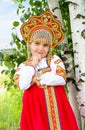 Little girl in Russian national a sundress Royalty Free Stock Photo