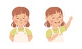 Little Girl with Sad Grimace and Laughing Out Loud Demonstrating Facial Expression and Emotion Vector Set