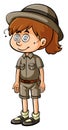 Little girl in safari oufit with dizzy face Royalty Free Stock Photo