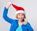 Little girl in santa hat Royalty Free Stock Photo