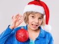 Little girl in santa hat Royalty Free Stock Photo