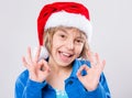 Little girl in santa hat Royalty Free Stock Photo