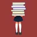 Little girl with school books and notebooks learning, back to school concept Royalty Free Stock Photo