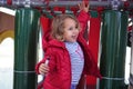 Little girl on the showground Royalty Free Stock Photo