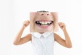 little girl showing her healthy teeth at dental office, smiling and waiting for a checkup. Early prevention Royalty Free Stock Photo