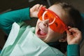 Little girl in dental clinic Royalty Free Stock Photo