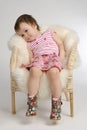 Little girl sitting in armchair Royalty Free Stock Photo