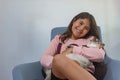 Little girl sitting with cat in her arms Royalty Free Stock Photo