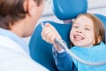 Female girl child patient at dentist office Royalty Free Stock Photo