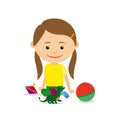 Little girl sitting with toys