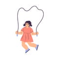 Little Girl Skipping Rope as Children Day Activity Vector Illustration Royalty Free Stock Photo