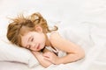 Little girl sleep in the bed Royalty Free Stock Photo