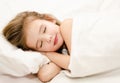 Little girl sleep in the bed Royalty Free Stock Photo