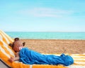 Little girl sleeping on beach Royalty Free Stock Photo