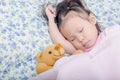 Little girl sleeping on bed Royalty Free Stock Photo