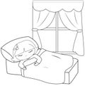 Little girl sleeping coloring page