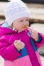 Little girl smelling flower Royalty Free Stock Photo