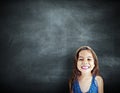 Little Girl Smiling Happiness Copy Space Blackboard Concept Royalty Free Stock Photo