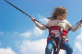 Little girl jumping on trampoline Royalty Free Stock Photo