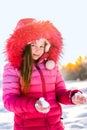 The little girl in the snow Royalty Free Stock Photo