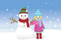 Little Girl and Snowman